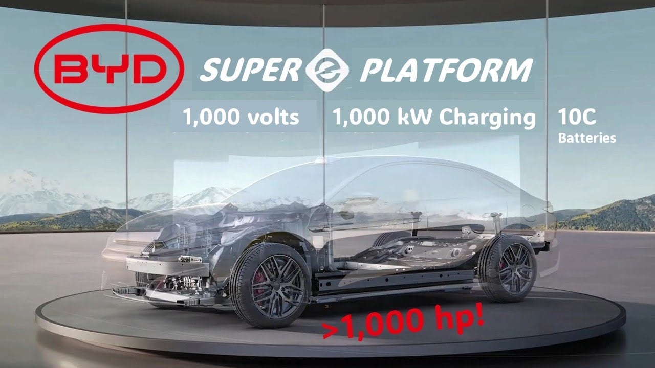 BYD's Super ePlatform - 1,086 hp, 1,000 volts, 10C Batteries, 1 Megawatt Charging!