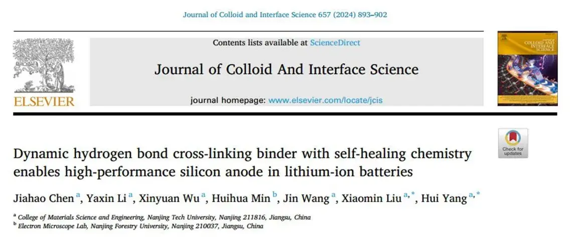 Dynamic hydrogen bond cross-linking binder with self-healing chemistry enables high-performance silicon anode in lithium-ion batteries