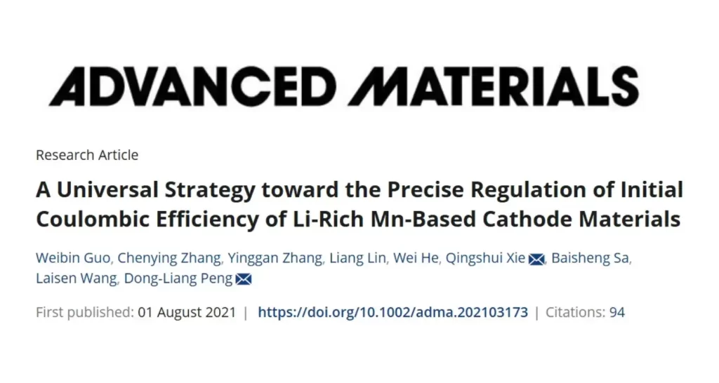 Li-Rich Mn-Based Cathode Materials for Precise Control of Initial Coulombic Efficiency