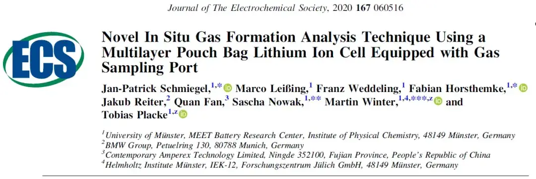 A New In-situ Analysis of Pouch Cell Battery Gassing Production Component Technology