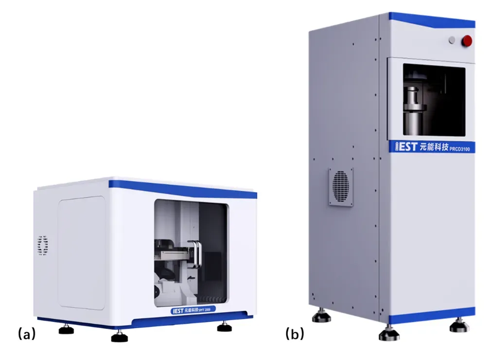 Mechanical Property Evaluation of Porous Carbon and CVD Silicon‑Carbon at Single‑Particle and Powder Levels 2 Figure 2. (a) Single‑particle mechanical tester (SPFT2000); (b) Powder resistivity & compaction density tester (PRCD3100).