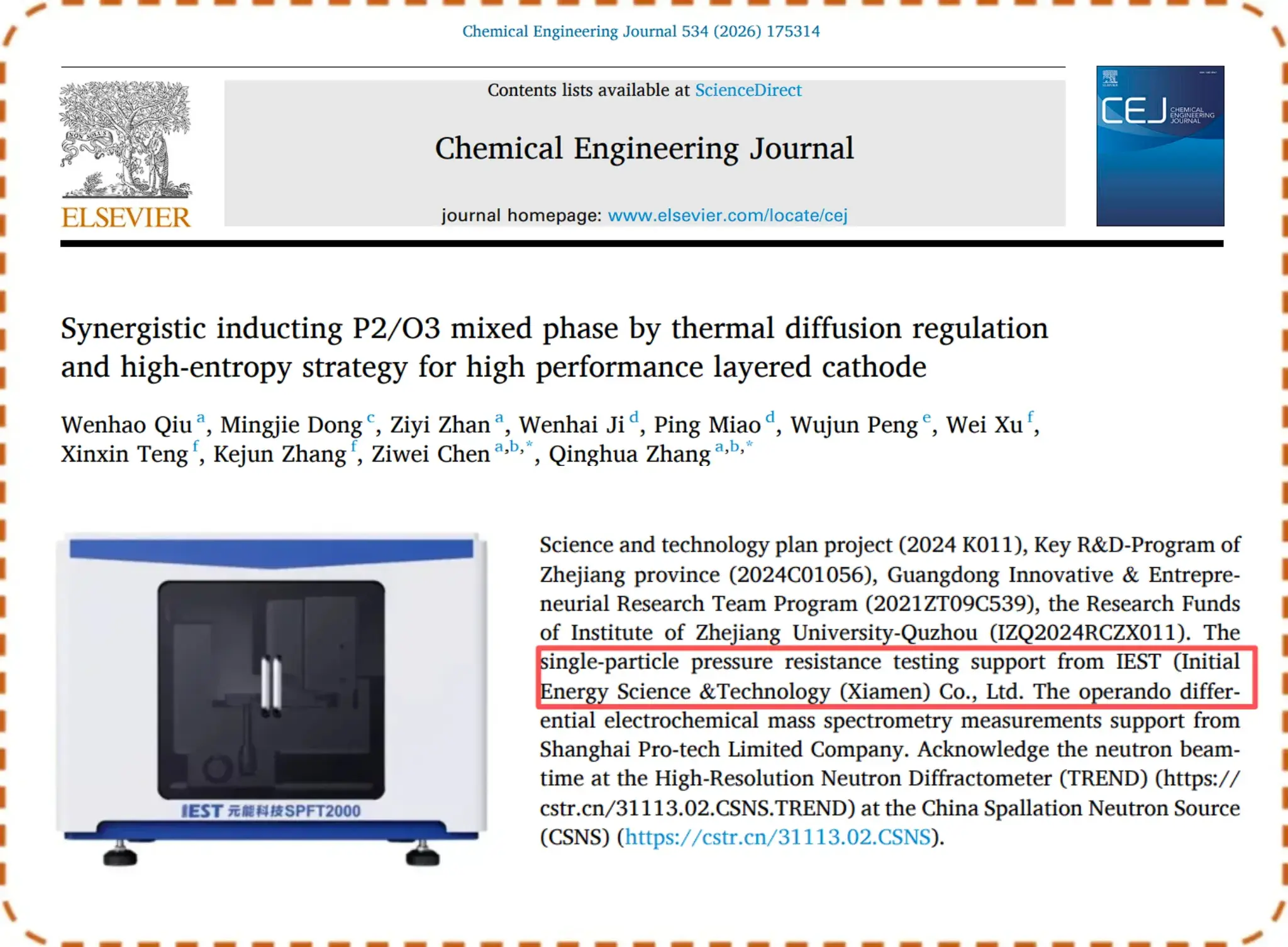 Data Chart published in Chemical Engineering Journal
