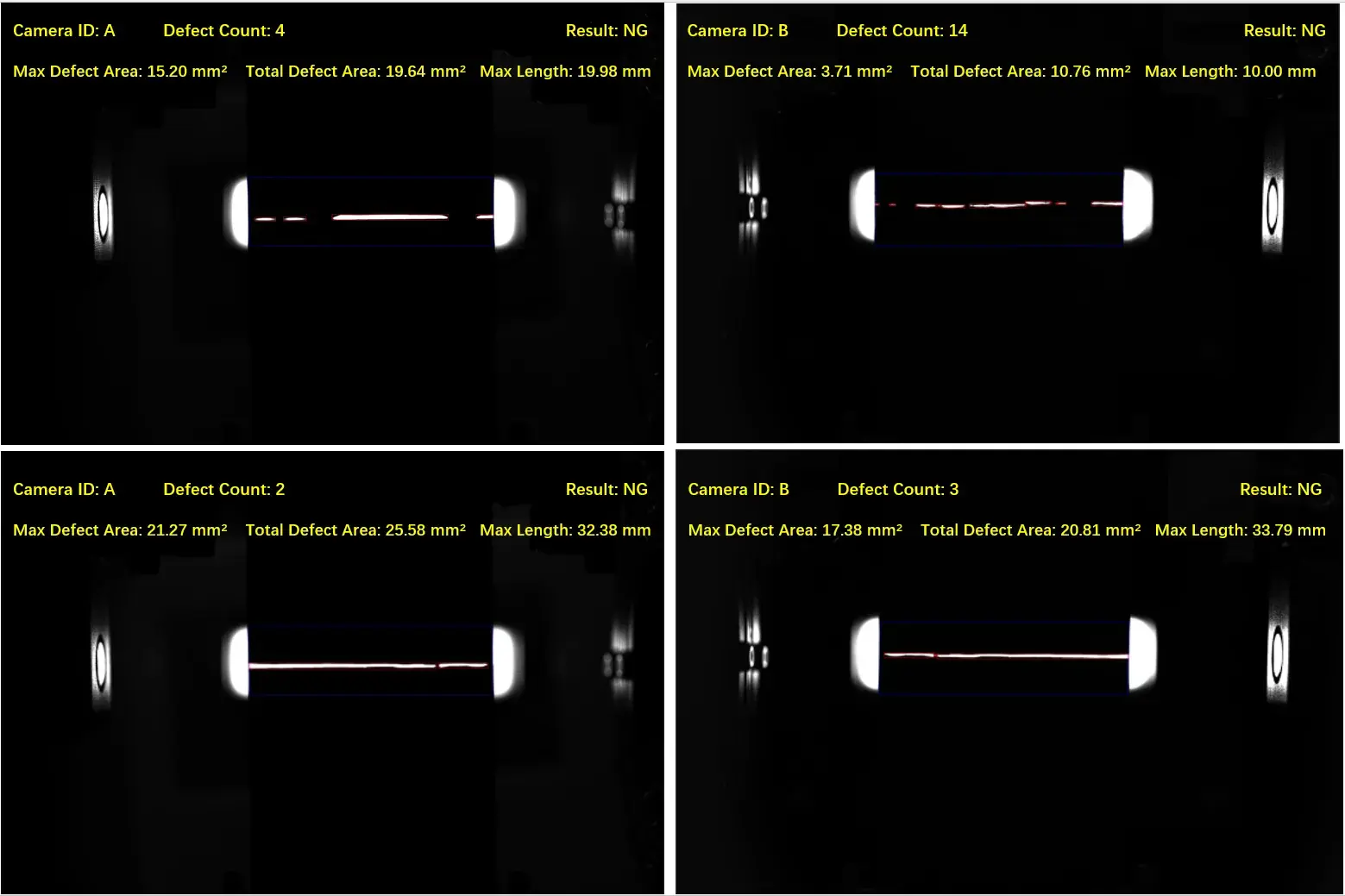 Quantifying Electrode Brittleness in Lithium-ion Battery Manufacturing: Why Automated Folding Fatigue Metrology Outperforms Manual Inspection 3 Typical defect images obtained from the FZT-2000 dual-camera system