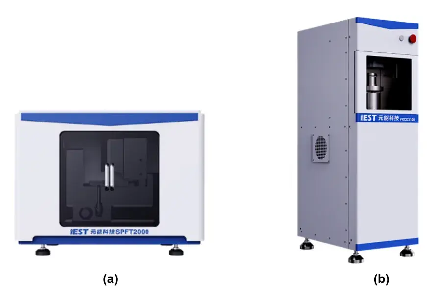 How to Choose a Lithium Battery Anode: Natural Graphite vs. Artificial Graphite 2 (a) The IEST SPFT2000 single-particle mechanical property test system, used to measure crushing force and crushing strength of individual graphite particles; (b) the IEST PRCD3100 powder resistivity and compaction density tester, used to measure resistivity, compaction density, and rebound/deformation behavior of graphite powder under pressure.